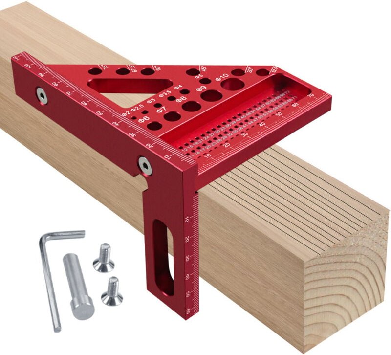 Thumbnail - 3D-Mehrwinkel-Rechtswinkellineal, hochpräzises multifunktionales Quadratlineal aus Aluminiumlegierung, Bohrmarkierungsli...