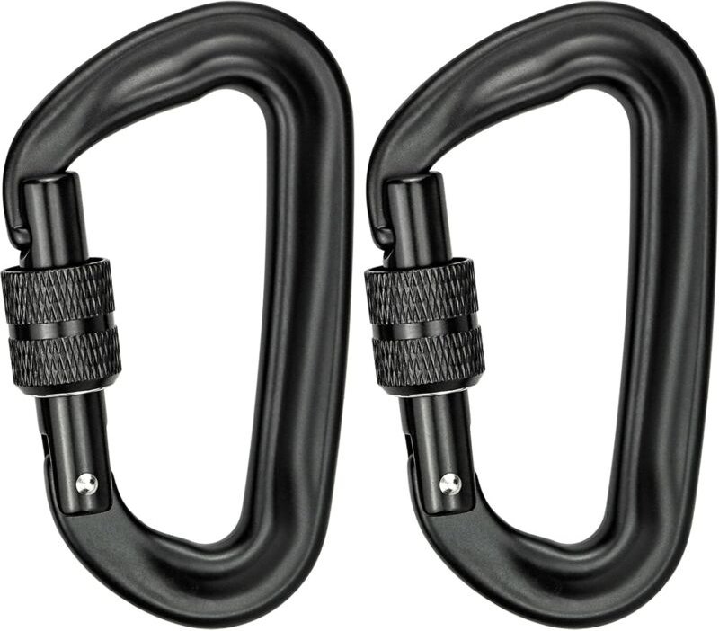 Stück Kletterkarabiner, 12 kN (1200 kg), robuster Aluminiumkarabiner, D-förmiger Verschlusskarabiner für Hängematten, Yo...