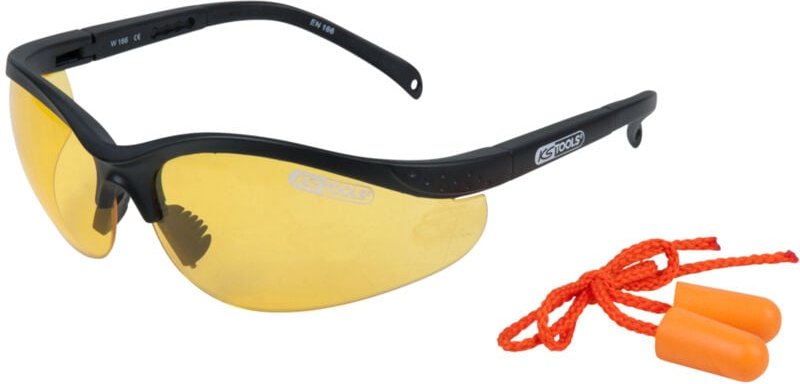 Schutzbrille-gelb, mit Ohrstöpsel