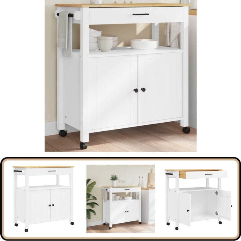 Thumbnail - Küchenwagen MONZA 84x40x90 cm Massivholz Kiefer - Holz Küchenwagen - Küchenschrank - Retro Küchenmöbel - Vintage Möbel -...