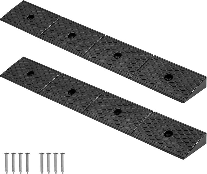 Mophorn Gummirampe für Bordsteine, 15 Tonnen Tragkraft, 5,08 cm Höhe, strapazierfähige Schwellenrampe mit Entwässerungsk...