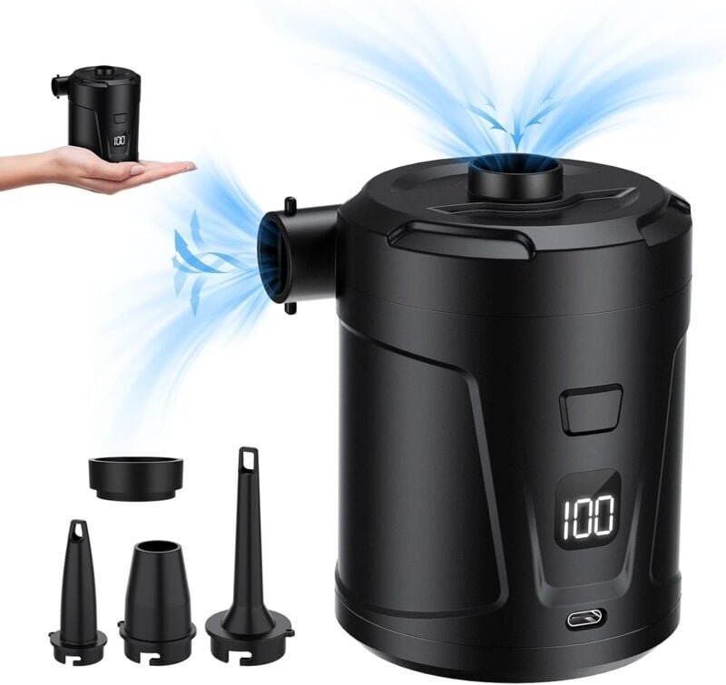 Thumbnail - Elektrische Luftpumpe, elektrischer Inflator mit 4 Luftdüsen, schneller Inflator für aufblasbaren Pool, Bettmatratze, Ca...