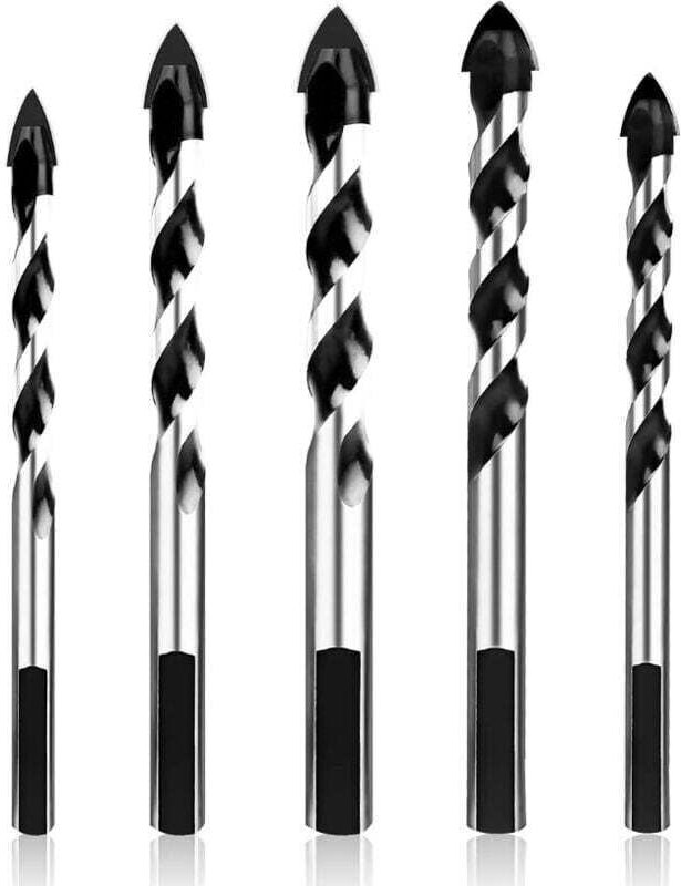 Wolframkarbid-Bohrer, 5-teiliges Wolframkarbid-Diamantbohrer-Set für Keramikfliesen, Beton, Ziegelwände, Glas, Kunststof...