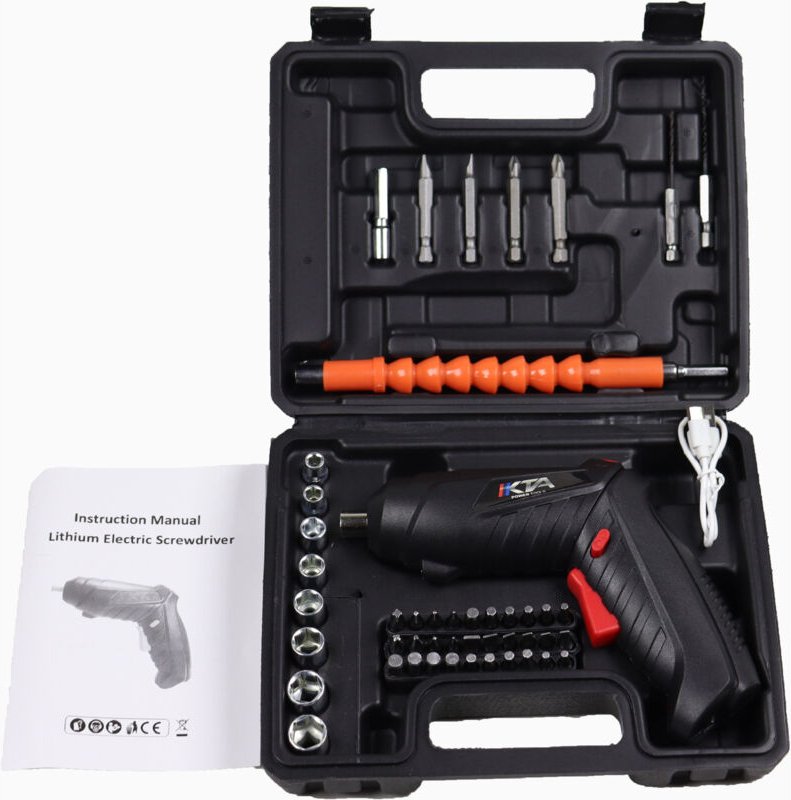 Ej.life - 47-teiliger Akku-Elektroschrauber, 250 U/min, Große Torsion, Wiederaufladbar, abs, Verschiedene Bits, Einfache...