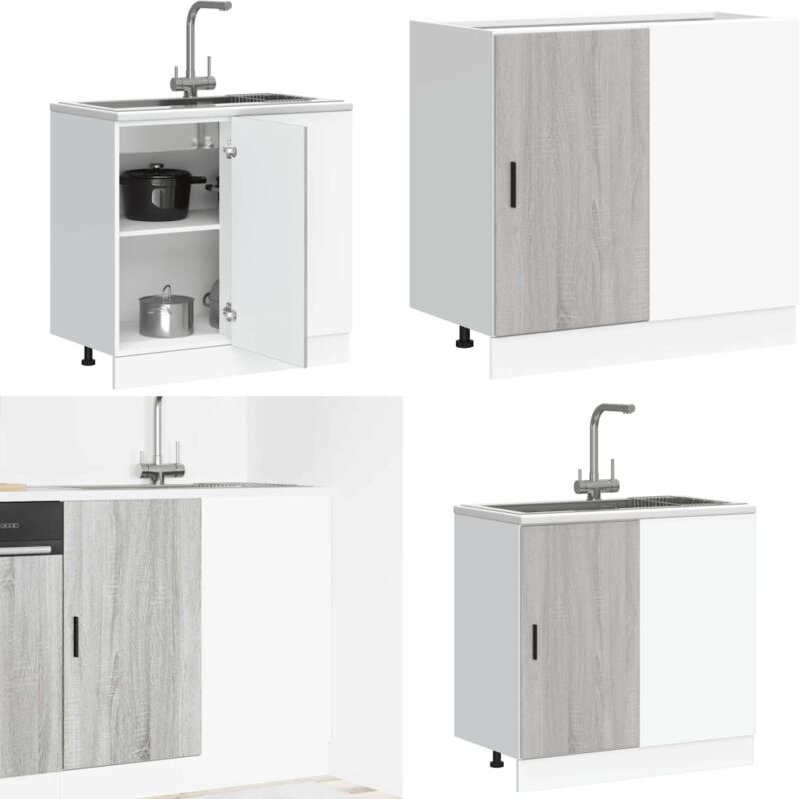 Spülenunterschrank Grau Sonoma Holzwerkstoff - Vidaxl