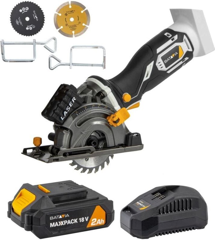 Batavia - Mini Kreissäge ø 89 mm 18V Inkl. 2.0 Ah Akku / 2.4 Ah Ladegerät