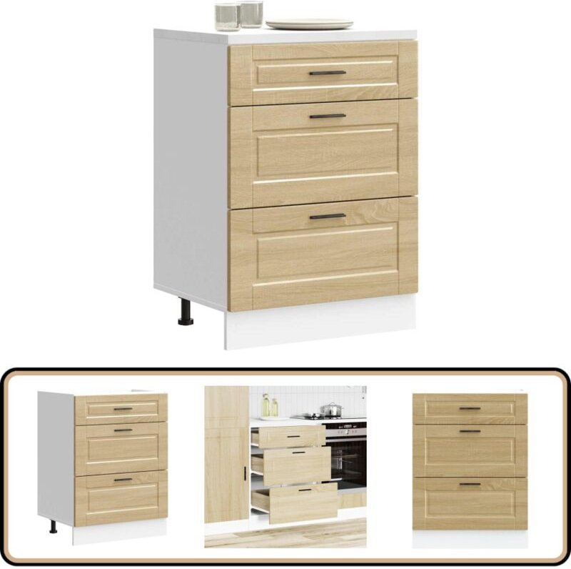 Küchenunterschrank Porto Sonoma-Eiche Holzwerkstoff - Vidaxl