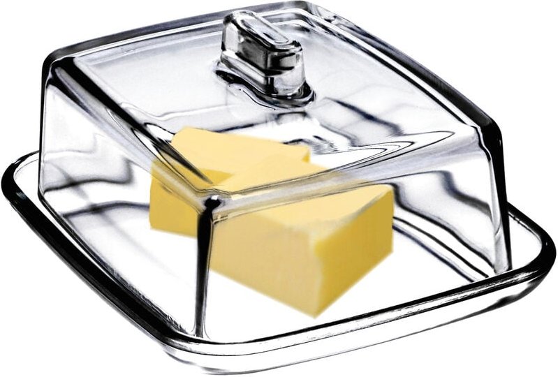 Kadax - Butterdose aus Glas, rechteckige Butterglocke, klare Butterschale
