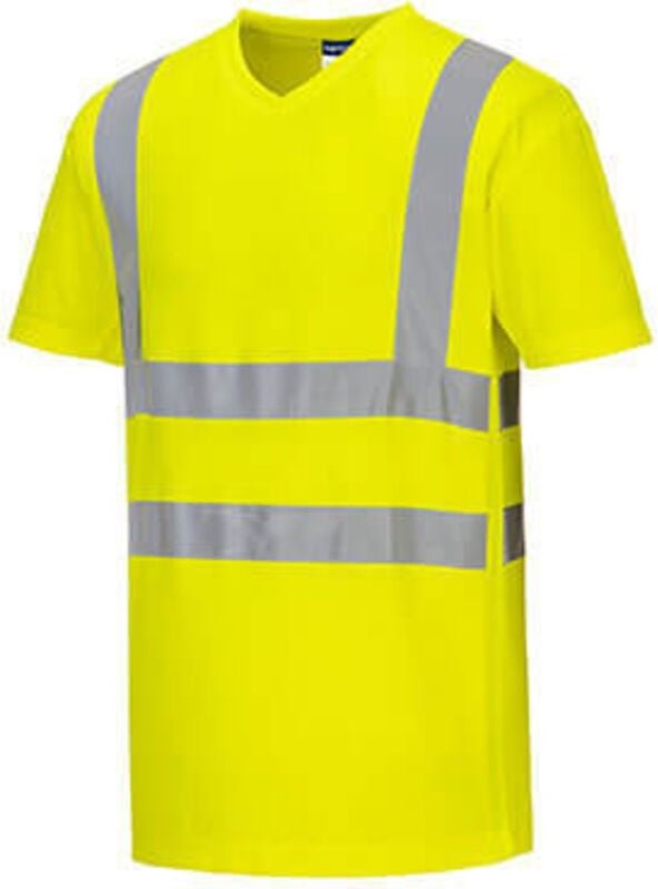 Atmungsaktives T-Shirt mit Streifen HV Gelb M