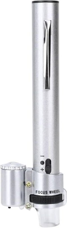 Shining House - 100-fache Mini-Multifunktionslupe in Stiftform mit LED-Licht und Lederetui