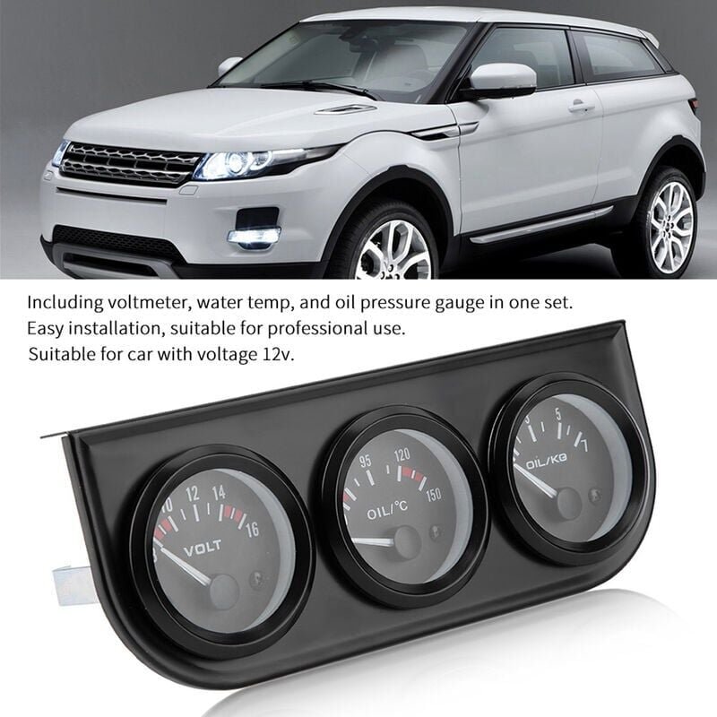 3 in 1 Dreifach-Messgerät-Set, 12 v, Wasser-Voltmeter, Öltemperatur-Druckmesser, Drehzahlmesser