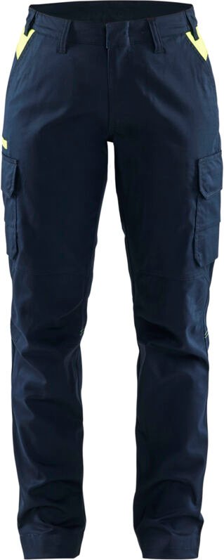 Industrie-Stretchhose 2D Damen 7144 - Dunkelblau/Neongelb M - FR(40) - SE(C38) - Kurz