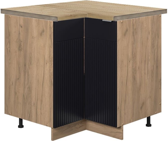 Thumbnail - Vicco - Eckschrank Fame-Line, Schwarz gestreift, 80.5 cm , ap Eiche