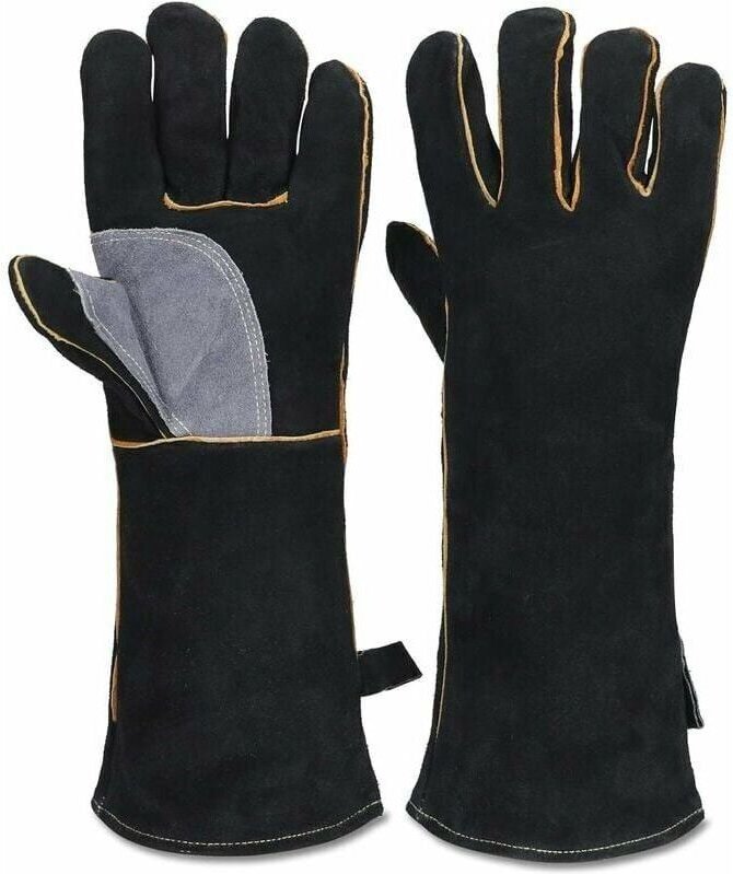 Extrem feuer- und hitzebeständige Handschuhe aus Leder mit Kevlar-Nähten, ideal für Kamine, Öfen, Öfen, Grills, Schweiße...