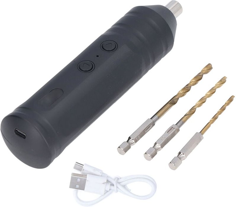 Akku-Schraubendreher, Akkuschrauber, Bohrschrauber mit 3 Spiralbohrern, Wartungswerkzeugset