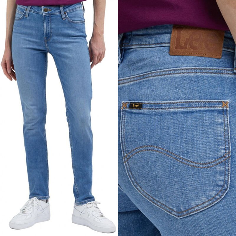 Lee Elly Slim Majestic Wave Gerade geschnittene blaue Jeans W28 L31