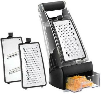 Reibenset mit 3 Klingen und schwarzem Behälter