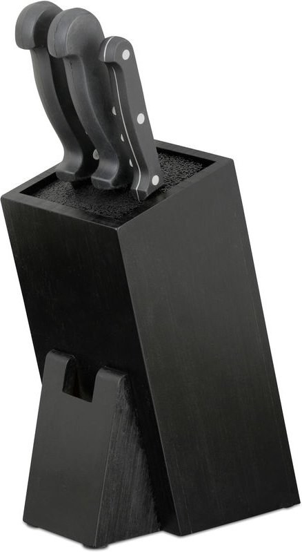 Messerblock mit Borsten, Küchenblock unbestückt, für 6 Messer, Holzblock aus Bambus, hbt 25x11x17 cm, schwarz - Relaxday...