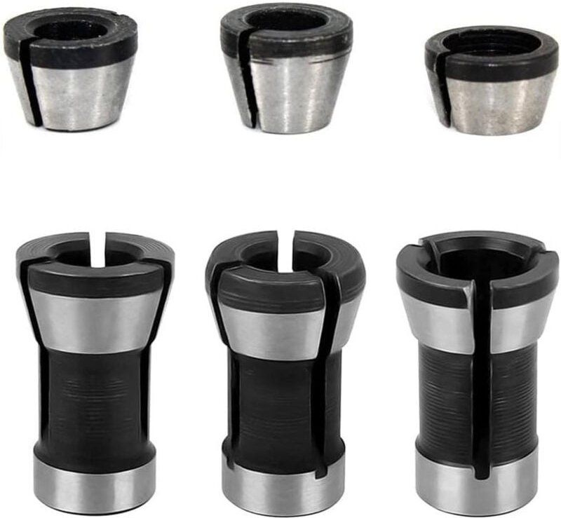 6 Stück Spannzangenadapter für Fräser 6 mm, 6,35 mm, 8 mm, Spannzangenfutter für Holzbearbeitung für elektrische Oberfrä...