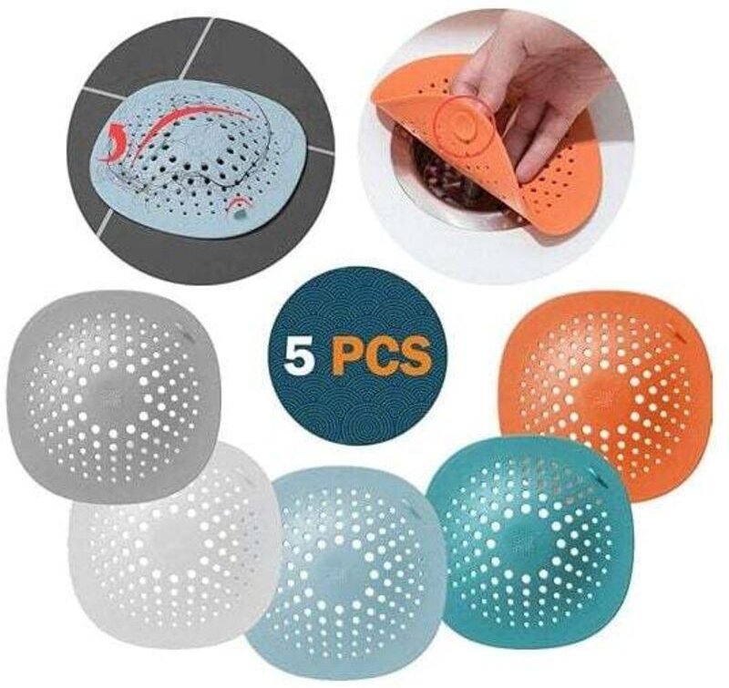 Abflussschutz aus Silikon, 5 Stück Silikon-Spülbeckenfilter, Duschhaarfilter, Duschablauffilter für Duschabfluss, zum Au...