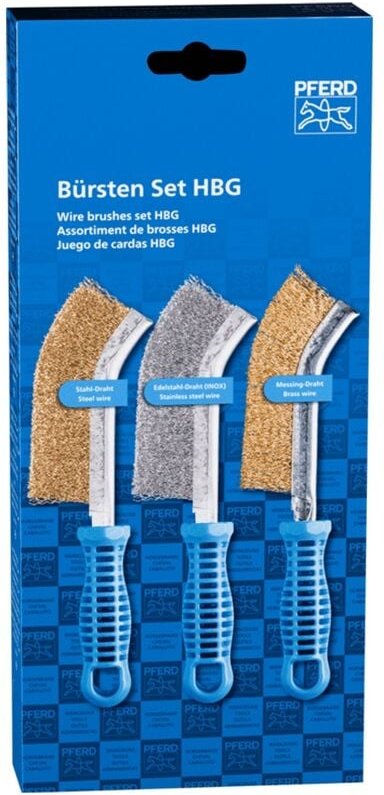 Thumbnail - Pos Bürsten Set hbg 1reihig Edelstahl-Stahl-Messing-Draht-Ø0,30 - Pferd