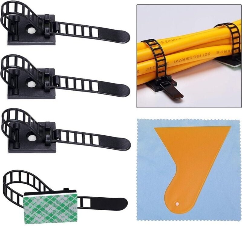 Thumbnail - 50 Stück Kabelclips, Kabelbinder, selbstklebende Kabelclips, verstellbare Nylon-Kabelbinder und selbstklebende Kabelclip...