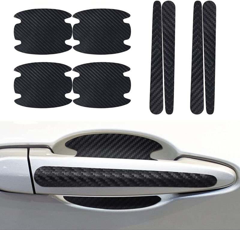 8-teiliger Kratzschutz für Autotürgriffe, Aufkleber aus Kohlefaser für Autotürgriffschalen, universelle Lackschutzabdeck...