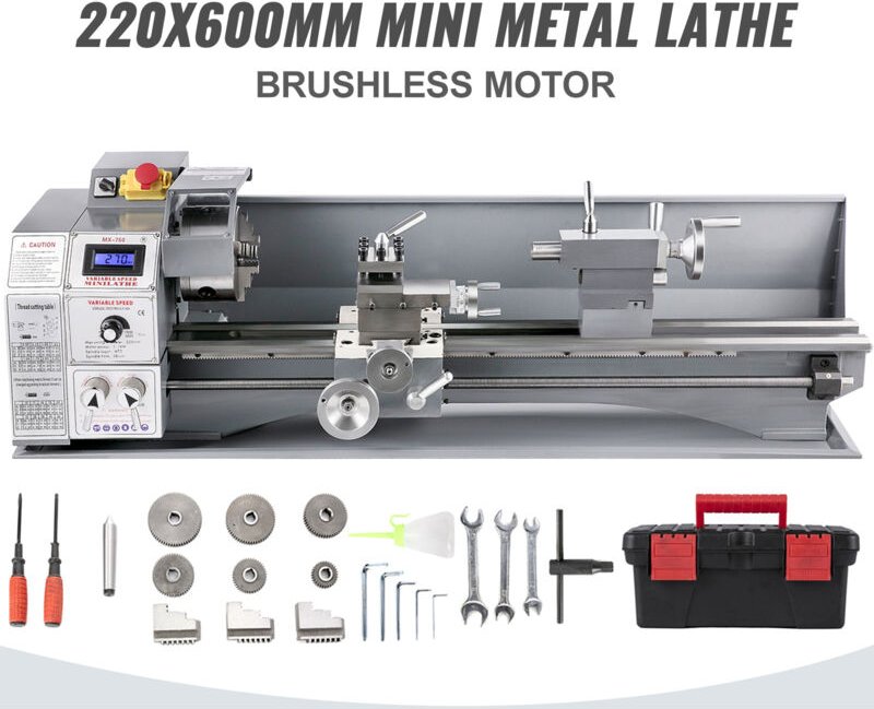 Mophorn - Mini-Metall-Drehmaschine 750W Variable Geschwindigkeit 50 bis 3000Rpm 220 x 600mm Präzisionsdrehbank für Metal...