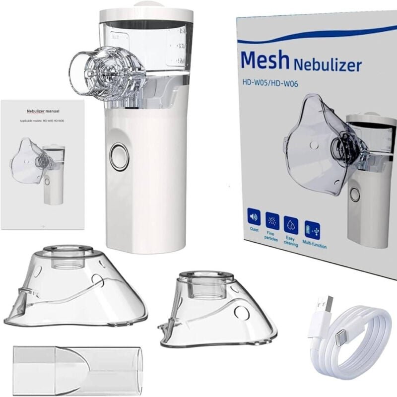 Trade Shop - AEROSOL-VERNEBLER-INHALATOR, TRAGBAR, FÜR REISEN, MIT ÜBER USB AUFLADBAREM AKKU -