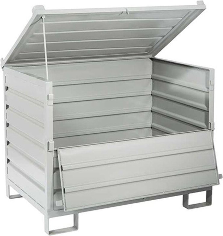 Verschließbare Kiste aus geripptem Stahlblech - Max. Belastung 1000kg - MANU9A