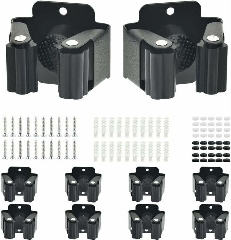 Mumu - 10 Stück Wandbesenhalter, Edelstahl-Gerätehalter, Wandmontage-Set, Gartenwerkzeug-Besenhalter, Wandbesen, Haken, ...