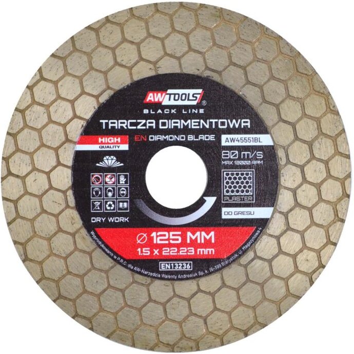 Awtools tarcza diamentowa 125x22,2 / Pflaster miodu 2w1 schwarze Linie