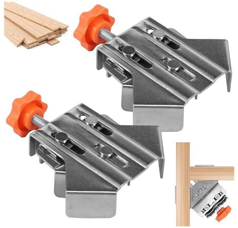 Rechtwinklige Klemme, 90-Grad-Eckklemme mit rechtwinkliger, verstellbarer Schwenkbacke aus Edelstahl für die Holzbearbei...