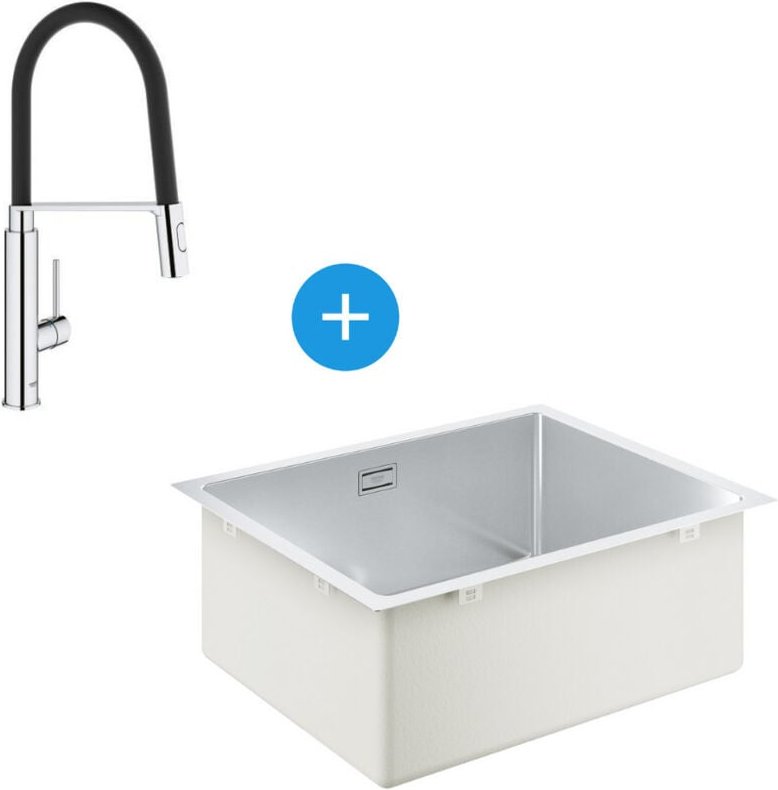 Thumbnail - Kit K700 Küchenspüle Unterbau 540x440mm Edelstahl + Concetto Semi-Profi-Mischbatterie Handbrause 2-Strahl (31574SD1-SET4...
