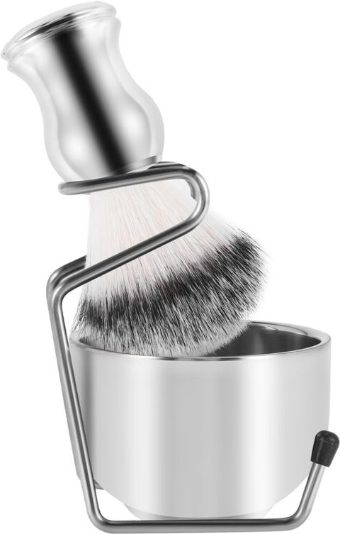 Rasierset Seifenschale + Pinselständer Halter, Edelstahl Nylon Kit Pure Hair