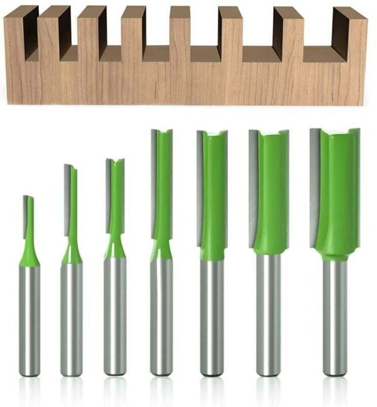 Thumbnail - 7-teiliger gerader Fräser mit 6-mm-Schaft, gerader Fräser, für Holz, Wolframkarbid-Holzbearbeitungswerkzeug, ein- und do...