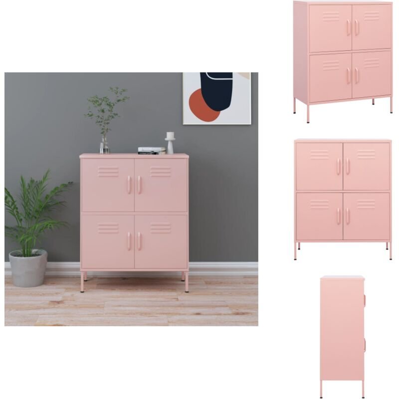 Lagerschrank Rosa 80x35x101,5 cm Stahl - Schreibtischregal - Rosa Regal - Metallregal - Garderobe - Aufbewahrungsschrank