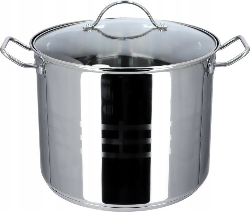 Kochtopf, hoher Topf mit Deckel, Suppentopf aus Edelstahl, 13.5L - Kadax