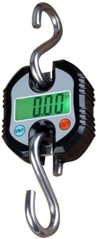 Schwarze Gepäckwaage, hängende Angelwaage, bis 150 kg, mit LCD-Display und Abziehfunktion, 2 abnehmbaren Haken, Gepäckwa...