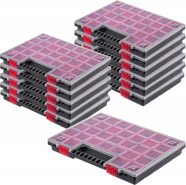 Organizer, Werkzeugkasten aus Kunststoff, 40 x 30 cm, 12 Stück - Kadax