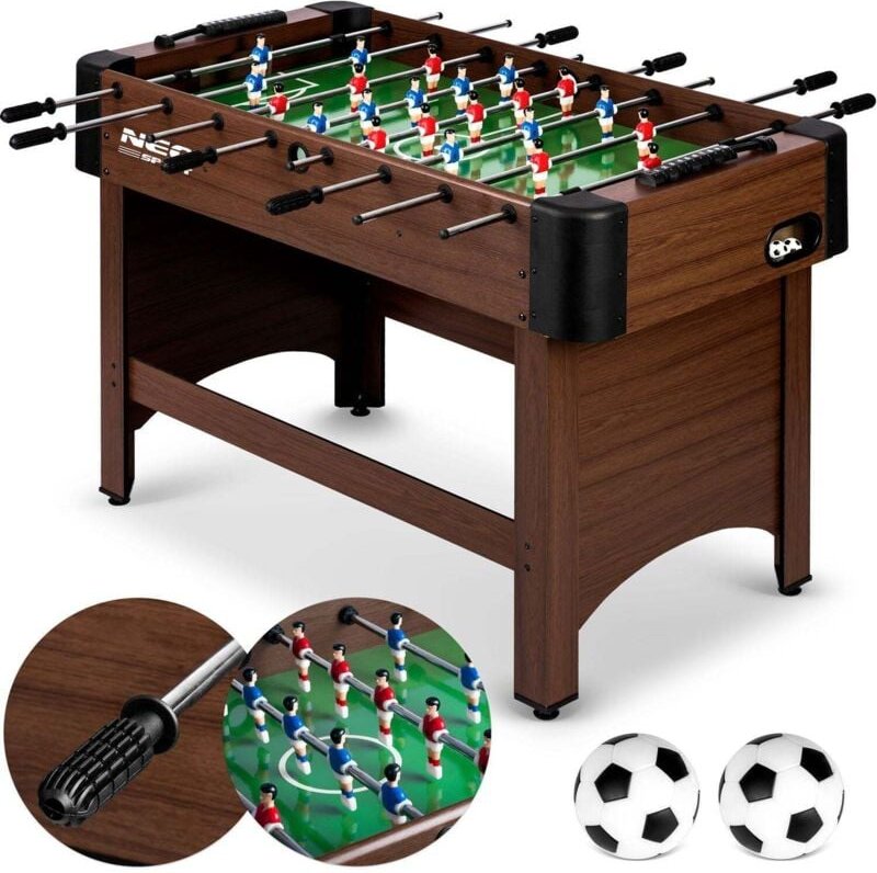 Fuball spieltisch neosport 118x61x79 cm ns 804 dunkelbraun
