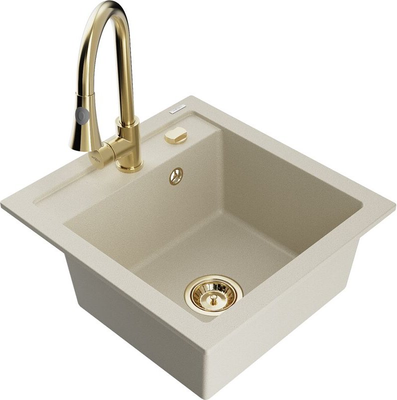 Vito 1-Becken-Granit-Spüle mit Mischbatterie Elia, Beige - 6503-69-670101-50 - Mexen
