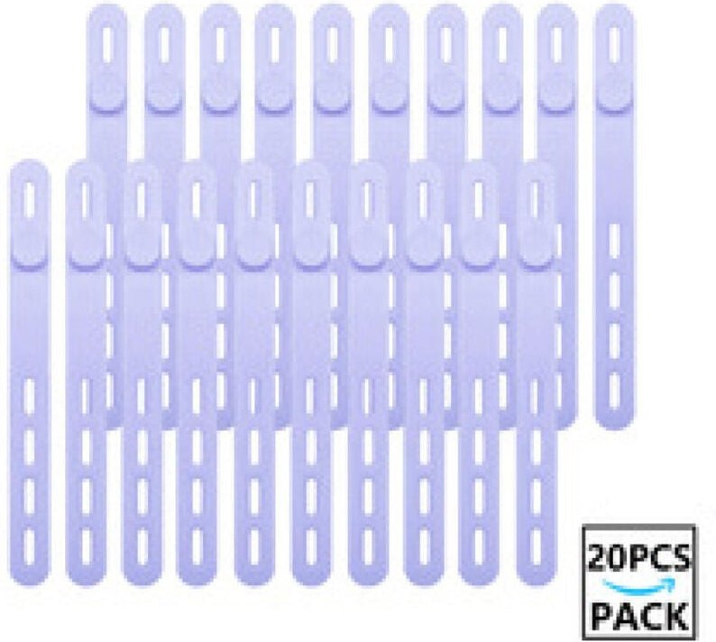 Thumbnail - 20er-Pack wiederverwendbare, waschbare Kabelbinder aus Silikon mit Verschlussschnalle, verstellbare Befestigungsbänder, ...