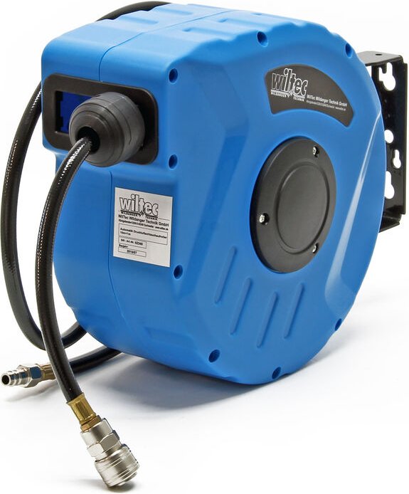 Druckluft Schlauchtrommel mit 10 + 1 m Druckluftschlauch, 8 bar Arbeitsdruck, automatik Druckluft Schlauchaufroller - Wi...