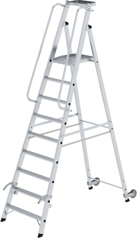 Günzburger Steigtechnik - Plattformleiter mit Rollen und Griff 9 Stufen mit Ablageschale - 051089