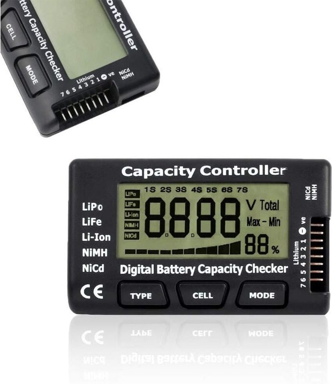 Digitaler Batteriekapazitätstester, Batteriekapazitäts-Spannungsprüfer-Controller-Tester mit LCD-Anzeige, für LiPo LiFe ...