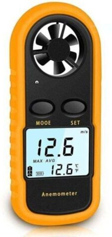 Tragbares Anemometer, hochpräzises (±5 %) digitales Anemometer mit LCD-Hintergrundbeleuchtung, tragbares Anemometer für ...