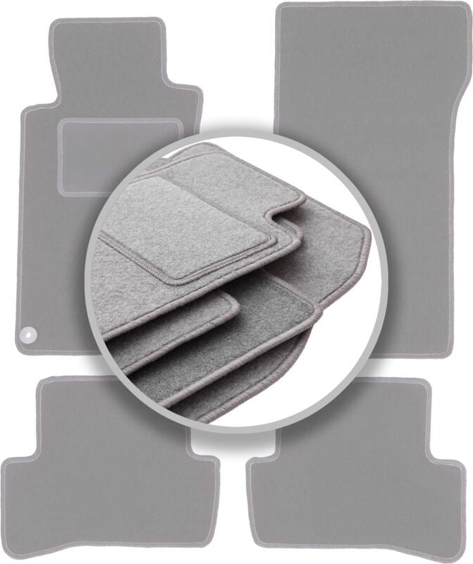 Graue Autofußmatten für: Mercedes C W203 Limousine, Kombi (2000-2008)