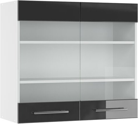 Vicco - Küchenglasschrank Fame-Line, Anthrazit Hochglanz, 80 cm