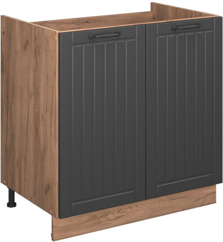 Spülenunterschrank Fame-Line, Dunkelgrau, 80 cm , AP Marmor, Vicco